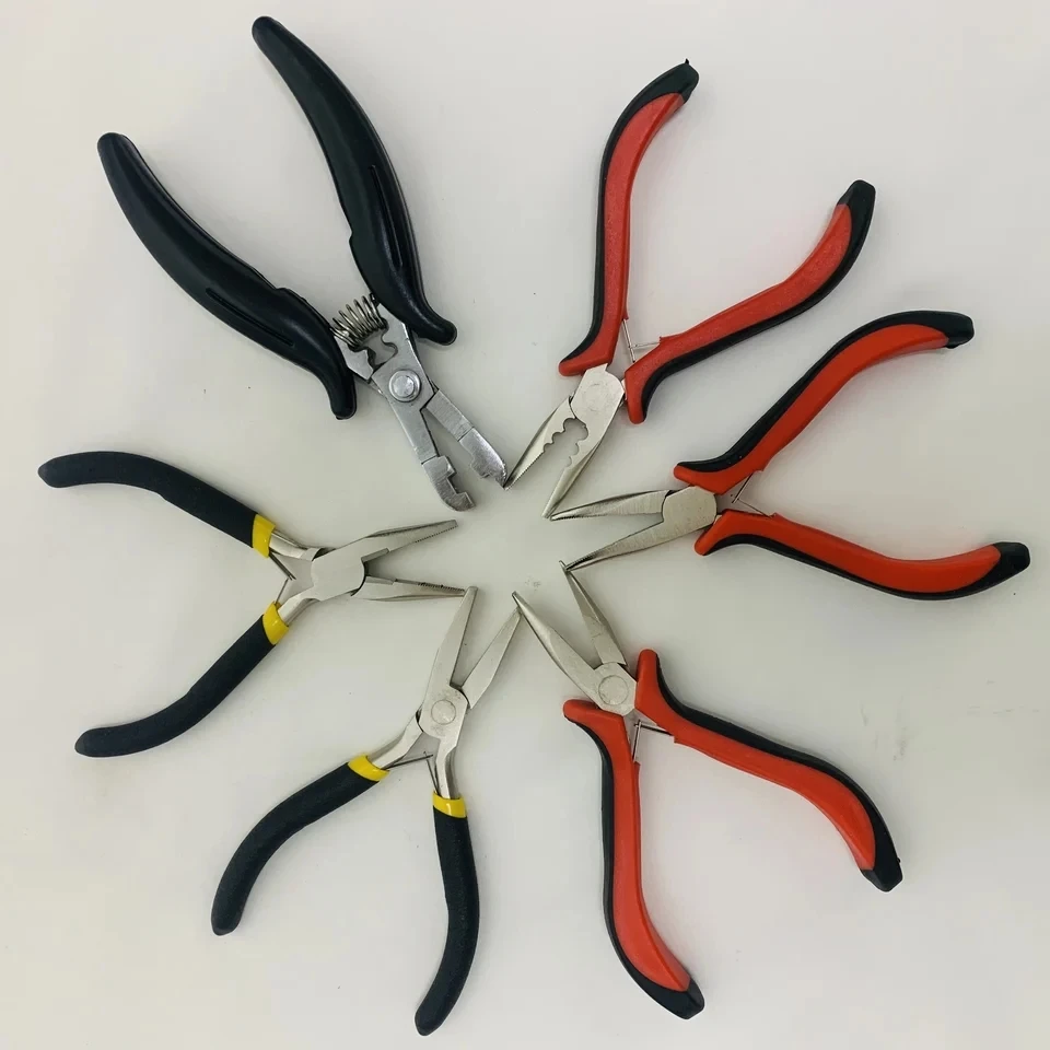 Black-Red Hair Extension Pliers with 3 Holes Mini Plier for Micro Nano Ring Extension Opener And Removal Tool