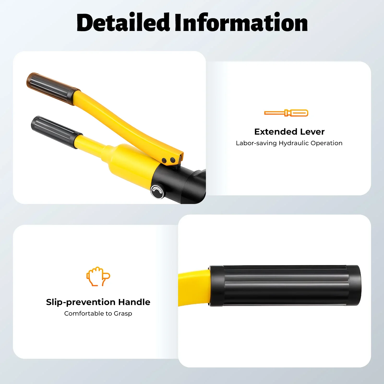 13Ton Rebar Cutting Tool Shear Area 4-22mm Hand Powered Rebar Cutter Yellow with Portable Toolbox for Construction Steel Bars