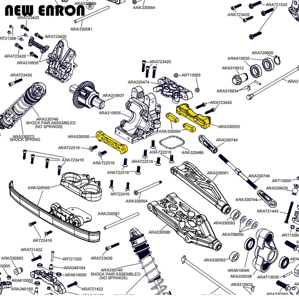 NUEVO soporte de brazo inferior de suspensión de aleación CNC ENRON # ARA 330555 # ARA 330588   Para RC 1/5 ARRMA Kraton 4X4 8S Outcast 4WD ARA5210