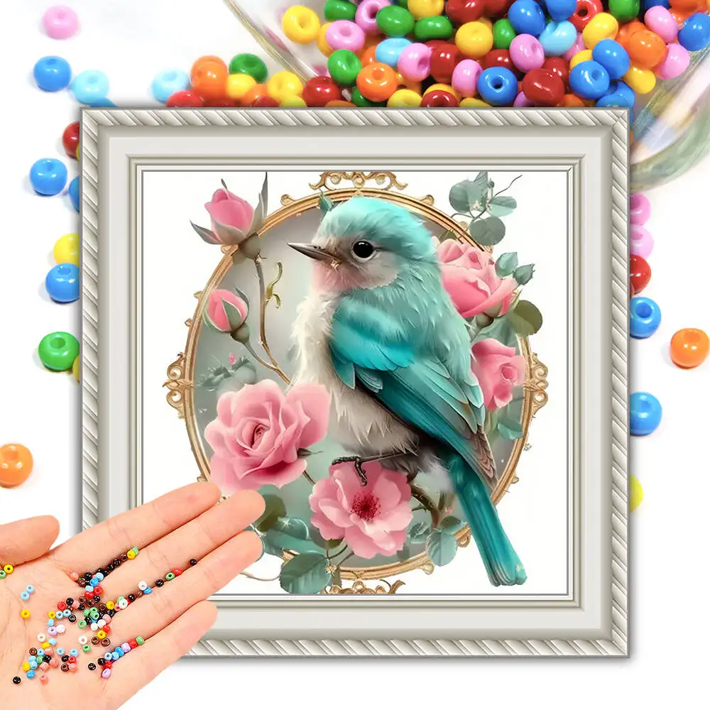 

DIY Beads Embroidery Kit Hummingbird Animal 11CT Printed Canvas Cross Stitch Set Flower Artwork Sewing Supplies Handmade Gift
