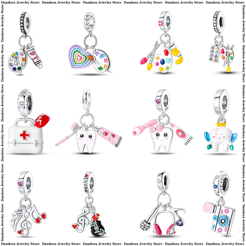 

2023 Новые бусины-шармы в форме музыкальной доски для рисования в зубах подходят к оригинальному браслету Pandora Женские Подвески из серебра 925 пробы бусины-шармы Ювелирные изделия в подарок