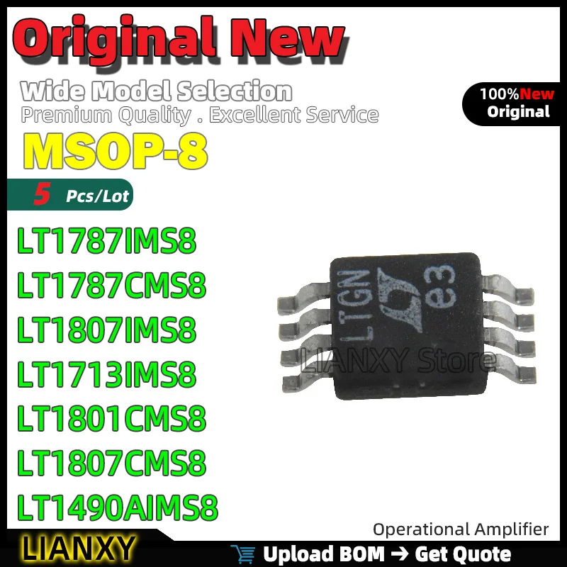

5 шт. MSOP-8 LT1787IMS8 LT1787CMS8 LT1807IMS8 LT1713IMS8 LT1801CMS8 LT1807CMS8 LT1490AIMS8 Операционный усилитель Новый оригинальный