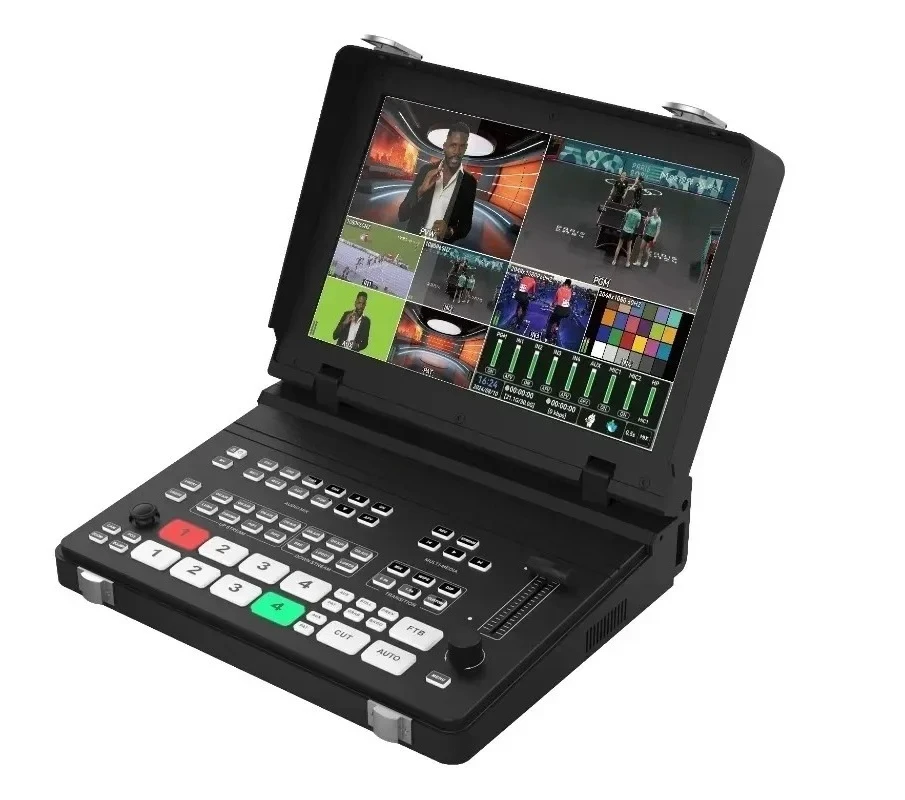 5 Channel SDI NDI HD MI video switcher 10.1 inch screen foldable metal case Video Mixer with 8 layer ability