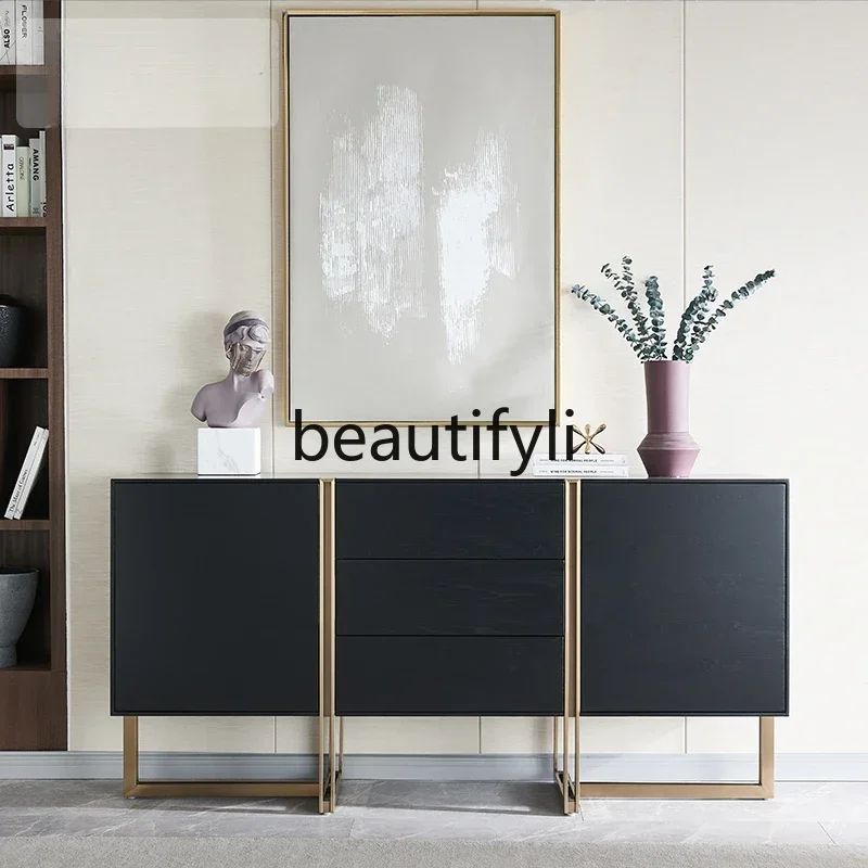 

Light luxury entrance cabinet, entrance door, living room partition, Italian furniture decoration, modern simple side cabinet