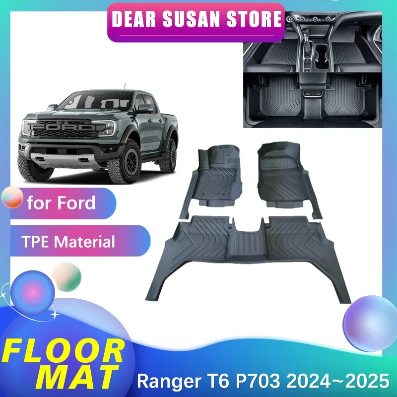 

Автомобильный напольный коврик для Ford Ranger T6 P703, 2024 ~ 2025 футов, внутренняя часть ТПЭ, подкладка, коврик, водонепроницаемая накладка, пользовательский чехол, коврик, аксессуары