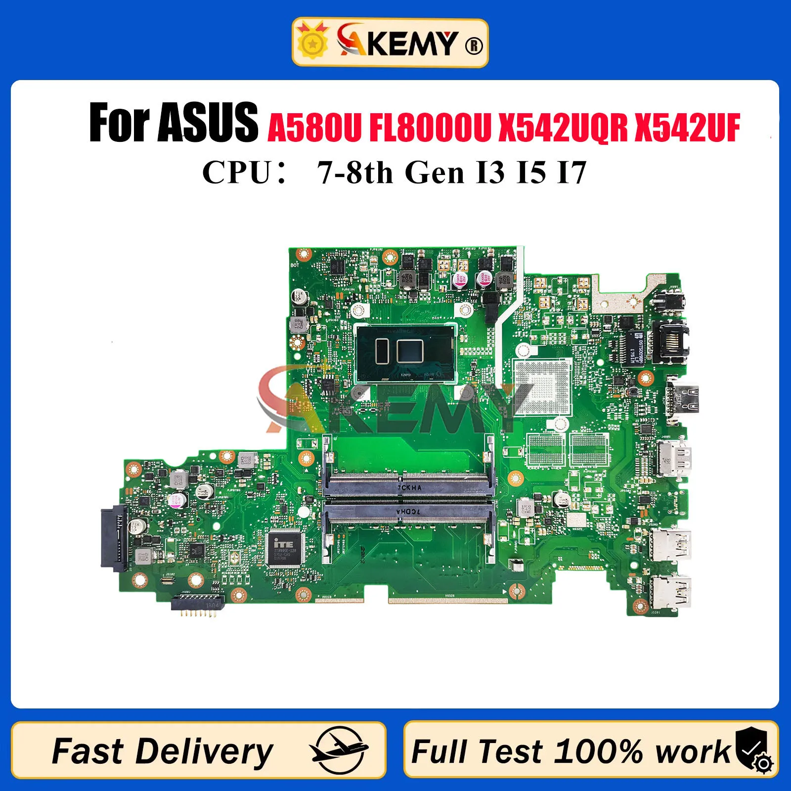 

X542UA Материнская плата для ноутбука ASUS X542U A580U FL8000U X542UA X542UN X542UQ X542UAR X542UR X542UQR X542UF Материнская плата I3 I5 I7 CPU