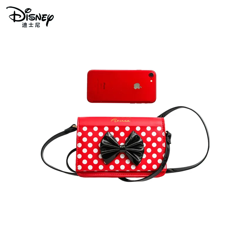 Genuine Disney Crossbody Bags para Mulheres, Mickey Bow, Bolsa de Ombro para Senhoras, Bolsas De Moda