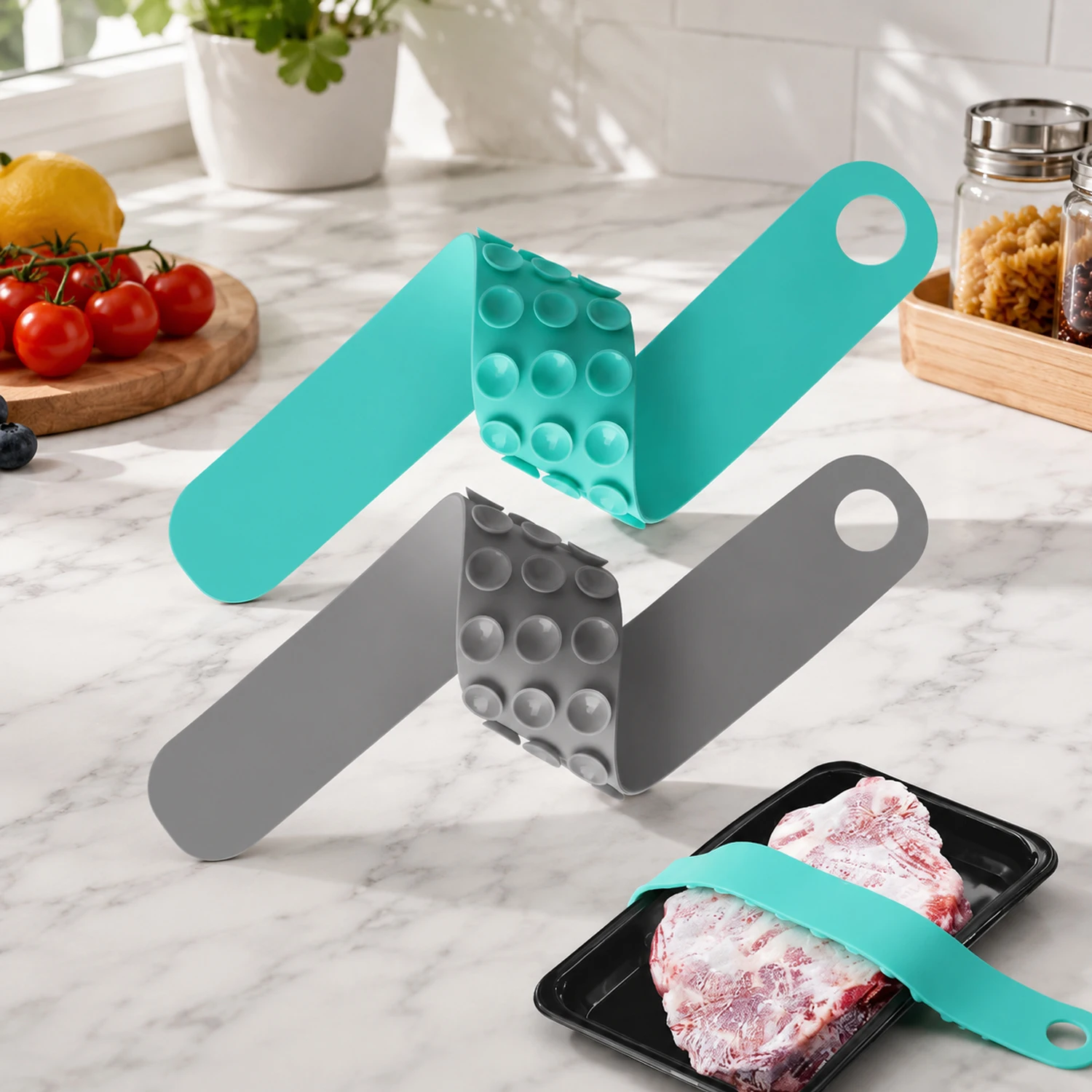 2pcs Silicone Meat Thaw Belt,Defrosting Stripes,Food Grade Rapid Thaw Defrosting Belt,Multifunctional Safe Quick Thaw Belt
