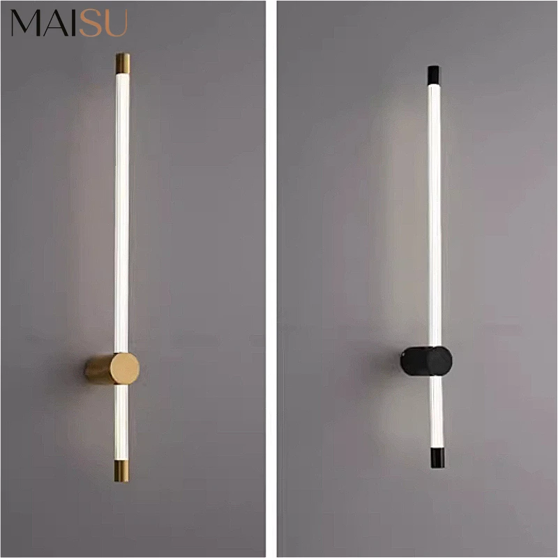 MAISU Long Wall Lights Bedroom Lighting Living Room Background Decorate Stairs Lamp Hotel Black Gold Sconce Fixtures