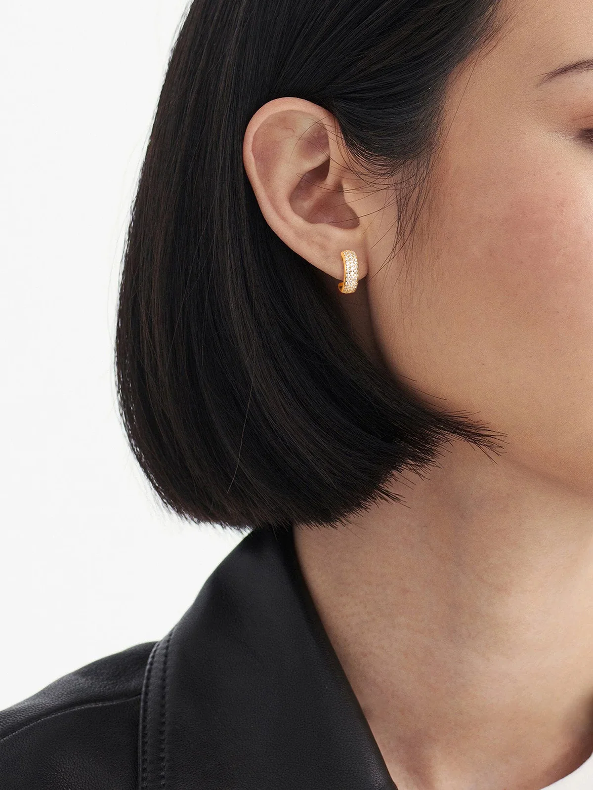 TYYL 1.1/1.3 مللي متر D اللون VVS جولة كامل مويسانيتي الماس نصف هوب أقراط النساء 925 الفضة دائرة القرط ثقب الأذن مجوهرات