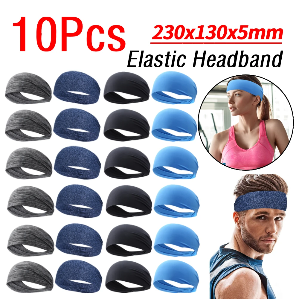 

10Pcs Elastic Sport Headbands Sweat Absorption Headdress Quick Dry Workout Head Band Anti-slip Breathable Sweatbands for Running