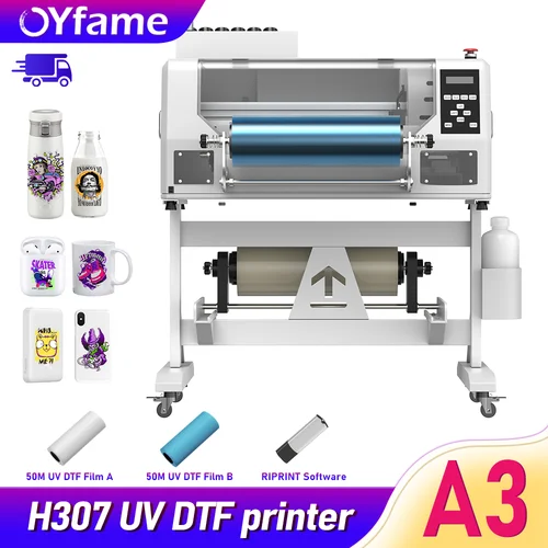 OYfame UV dtf 전사 스티커 프린터, 머그컵 병 UV dtf 인쇄기, 2 인 1 UV dtf 인쇄 및 라미네이팅 프린터, A3 