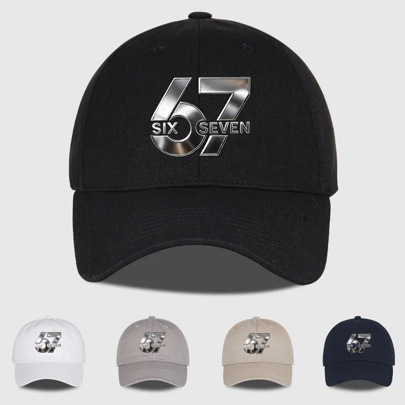 Gorra de béisbol con estampado metálico de número 67 "Six Seven", ajustable, unisex, estilo urbano, para el sol