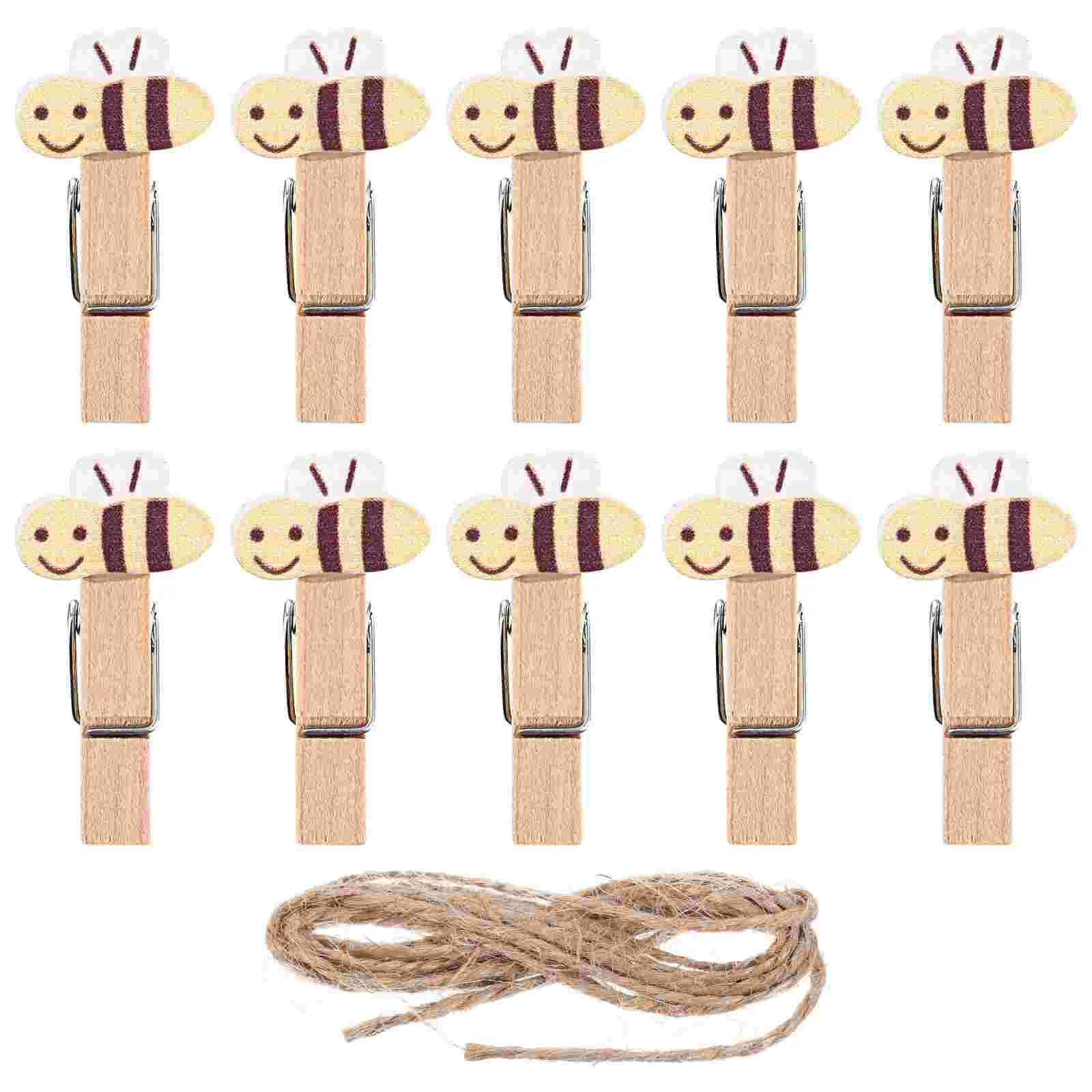 10 PCS Nail Wooden Bee Clip Office Vintage Decor Memo Peg Bamboo Sweater Accessory Small Pin