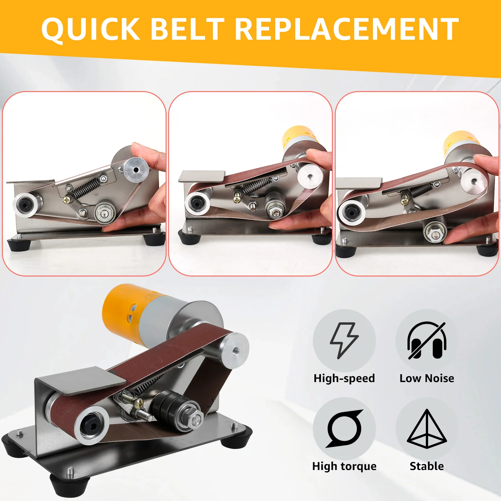 1 Set Mini Electric Belt Sander 7 Adjustable Speed Low Noise 15° Cutter Sharpener Sander Tool Metal Polishing Grinding Machine