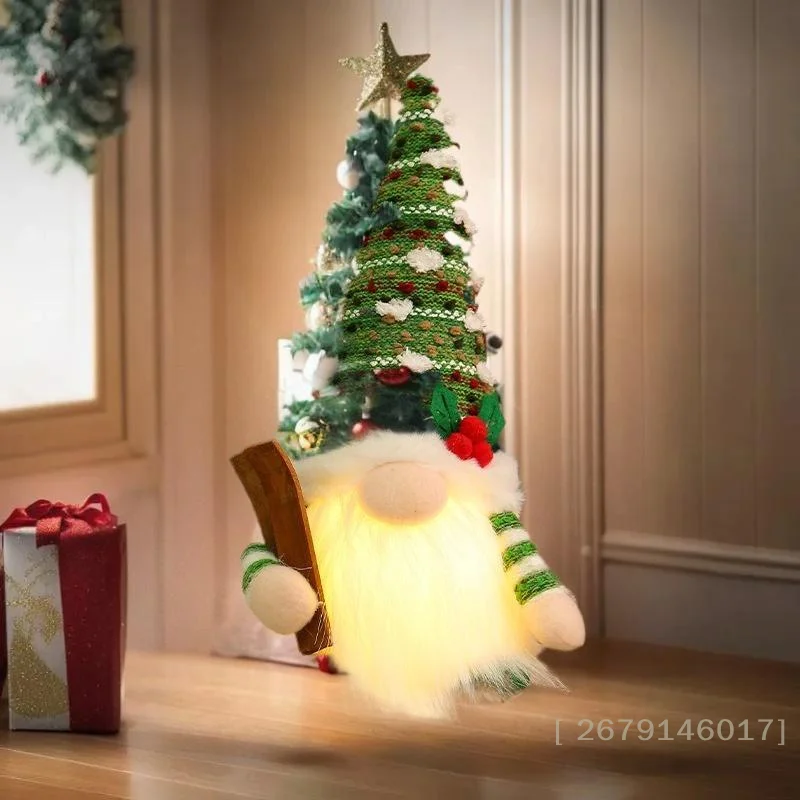 {YY26} عيد الميلاد جنوم دمية زوجين LED ضوء الليل زلاجة تزلج جنوم دمية المنزل عيد الميلاد الديكور لعام 2026 هدية السنة الجديدة [YY26].