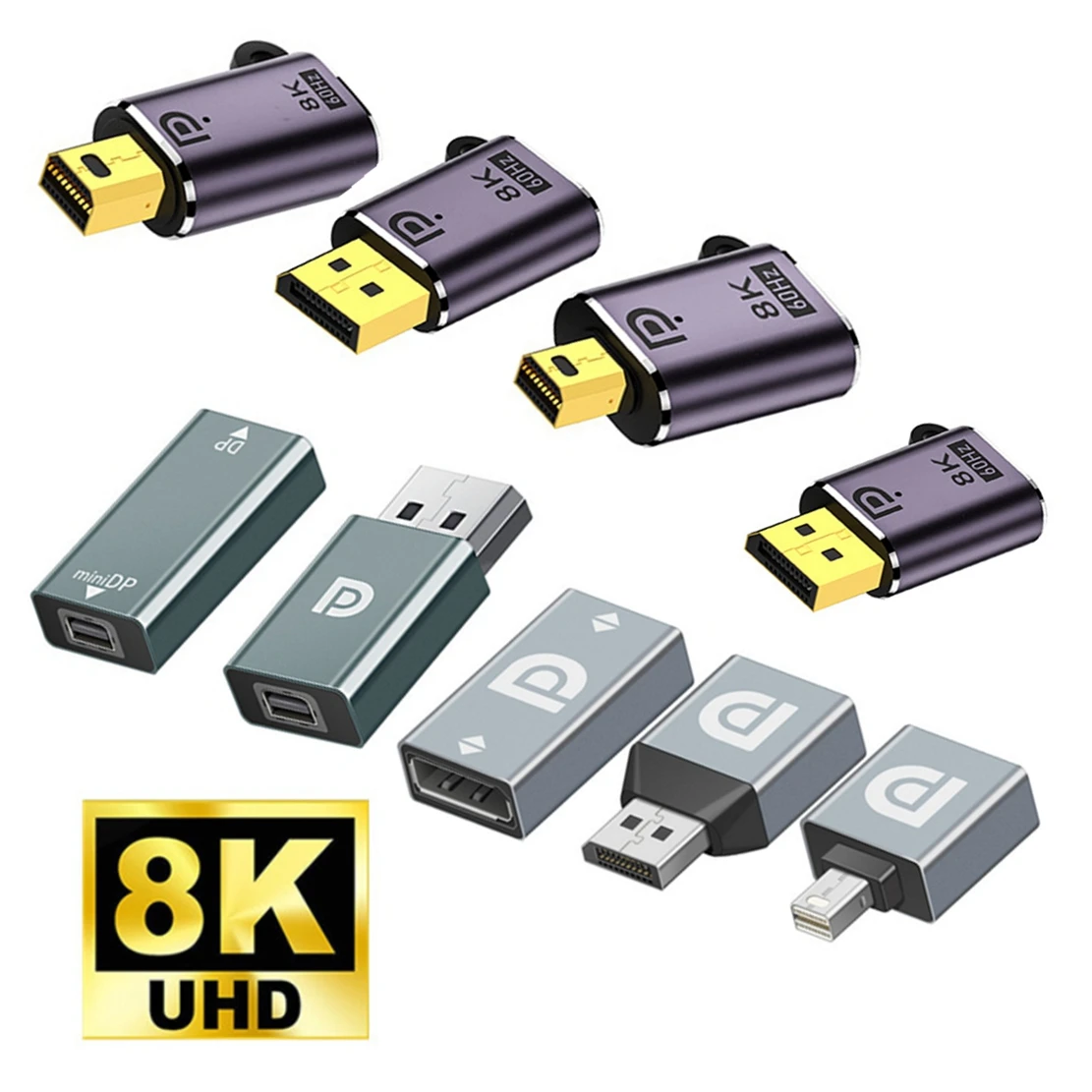 DP to miniDP Adapter mini DP1.4 to DP Bidirectional Male to Female 8K Video Adapter DisplayPort 1.4 For Laptop Projector Monitor