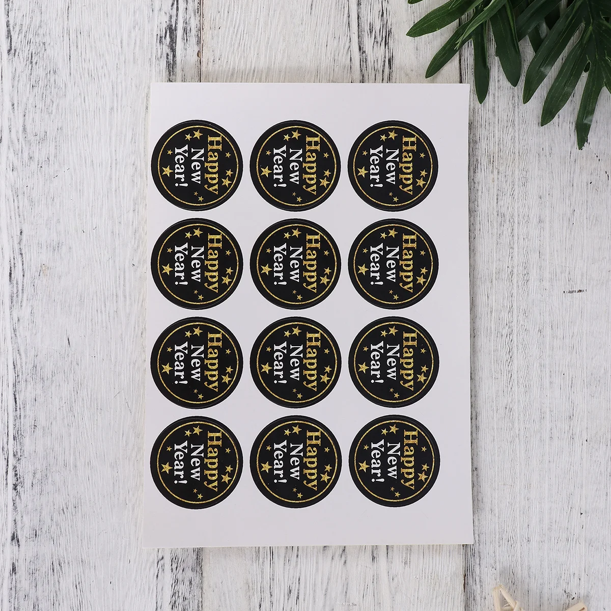 

144pcs Sealing Stickers Round Black Happy New Year Adhesive Labels For Cookie Bags Baking Packaging Decoration Diy Crafts Kids