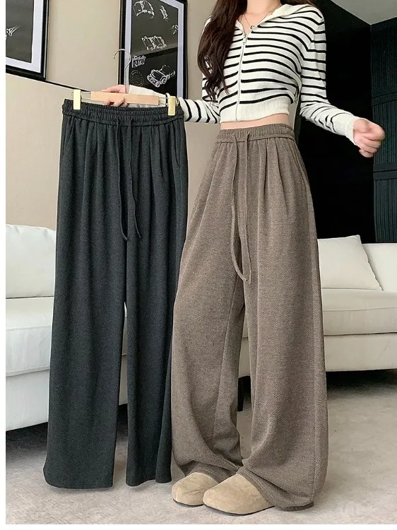 

plus Size Comfortable Wide Leg Pants High Waist Loose Straight Cut Trousers for Women Autumn Winter Casual Sle Lazy Faion