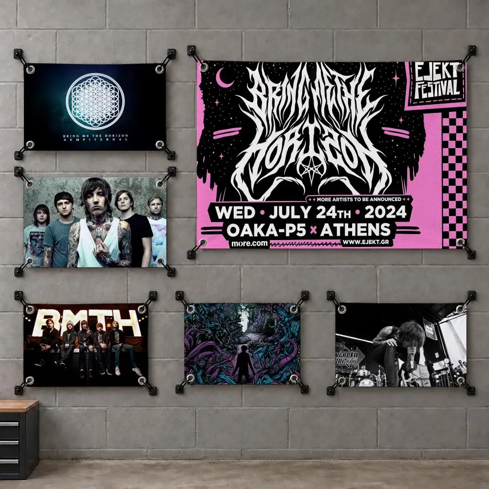 B-Bring Me The Horizon Flags Interior Wall Hanging Background Art Banner Bedroom Home Living Room Outdoor Party Decor