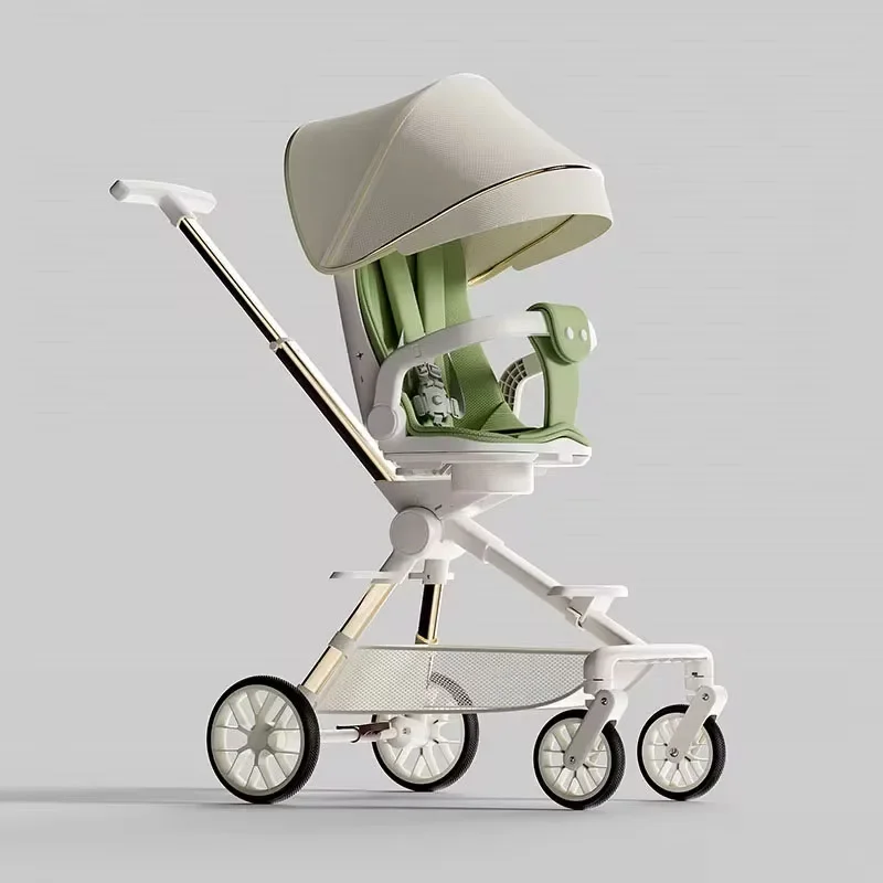 Lightweight Stroller High Landscape Folding Newborn Travel Stroller Can Sit and Lie Down Two-way Swivel Seat Baby Stroller