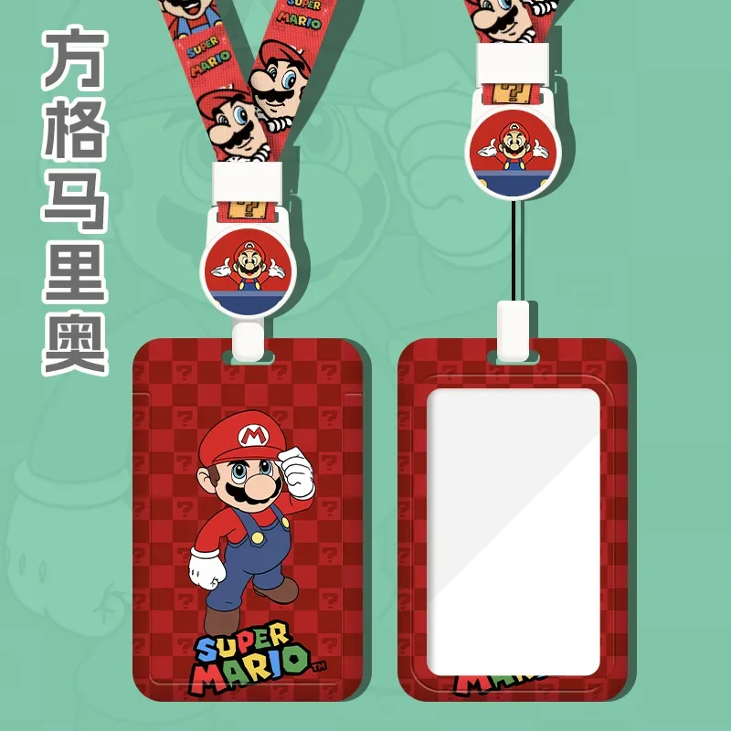 Super Marios Bros Etui na karty Rozciągliwa smycz Kreskówka Sznurek Akcesoria Anti-lost Karty Etui ochronne Artykuły szkolne