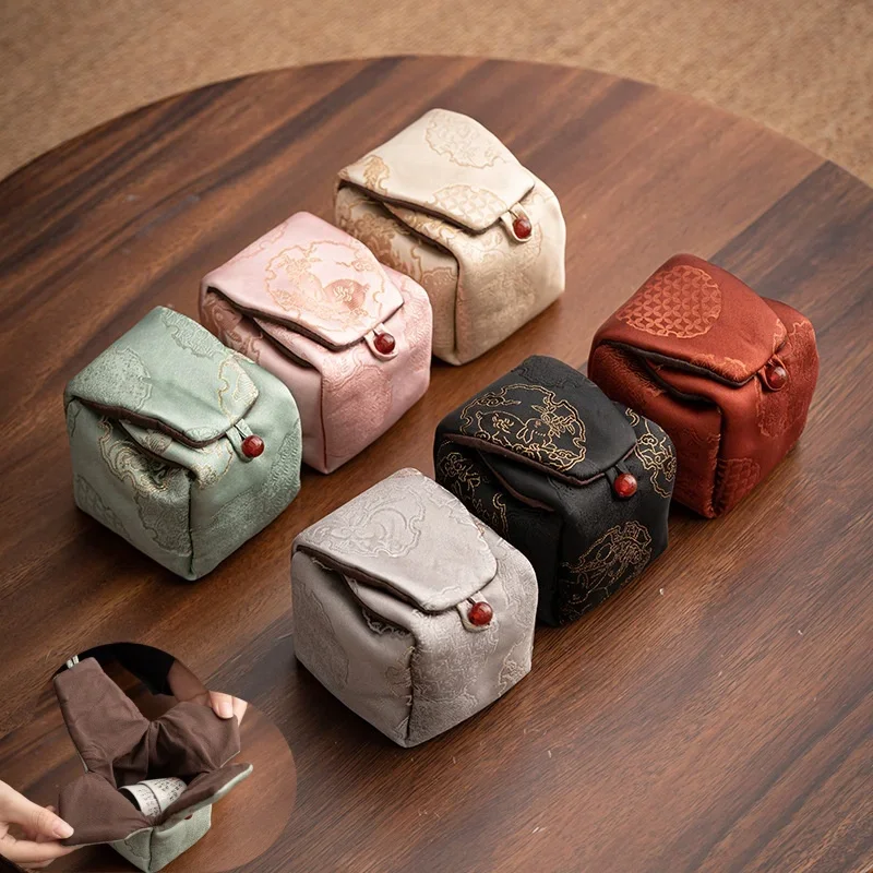 Chinese Simple Teaware Storage Bag Traditional Kung Fu Tea Accessories Portable Travelling Teacup Jewelry Protection Fabric Bags