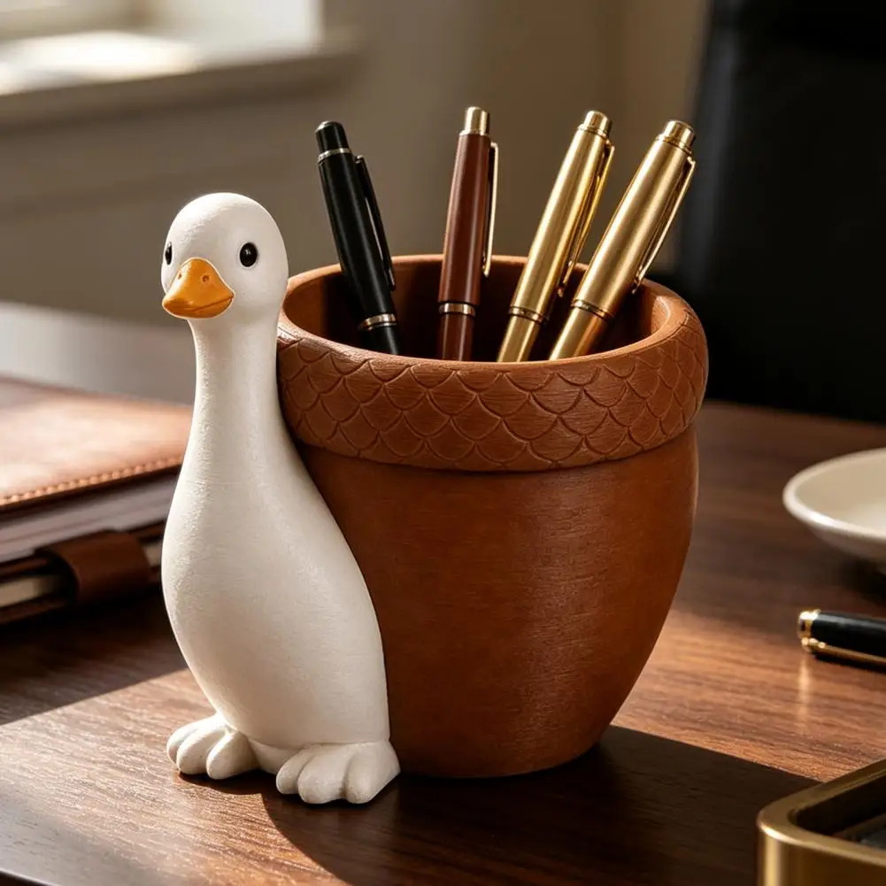 Cute Pen Stand Cute Goose Pen Holder Organizer Capacity 3d Printed Stationery Container Compact Desk Accessory for Pens Clips