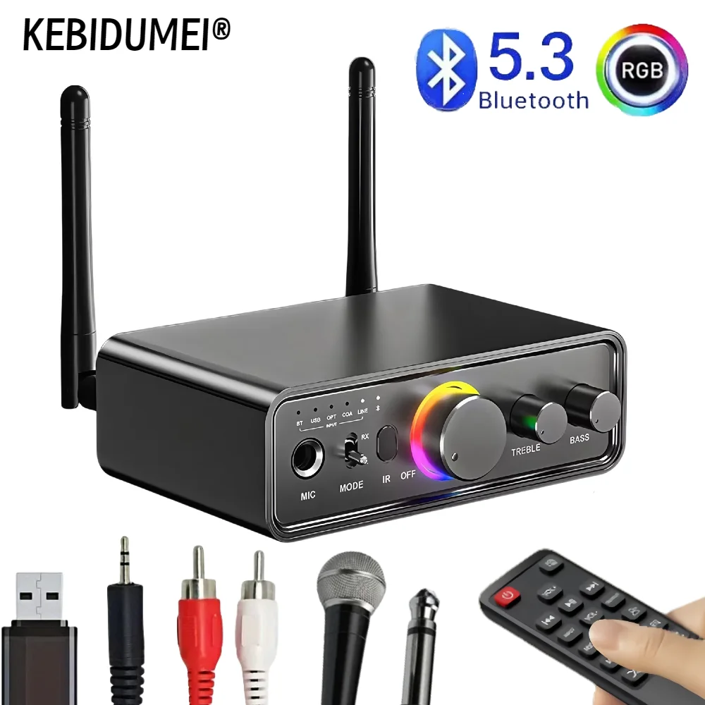 

Bluetooth 5.3 Audio Transmitter Receiver Karaoke 6.5MM 3.5MM AUX RCA USB Coaxial Optical Wireless Adapter for TV PC Car Speaker