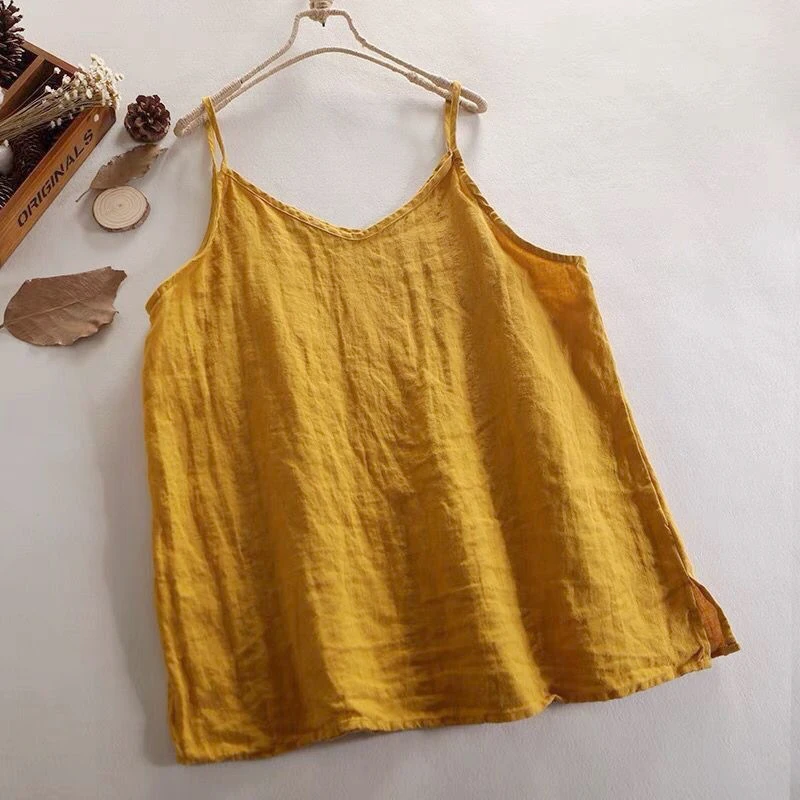 Summer Simple All-match Top Loose Thin Camisole Solid V-neck Vest Women Clothing Sleeveless Casual Highstreet Holiday T-shirt image 4