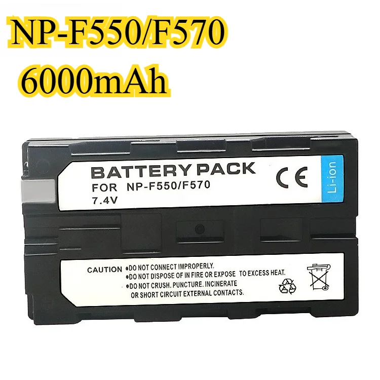 

6000mAh NP-F550 Battery for Camera/Video Light Rechargeable Li-ion Compatible with NP-F770/F970/Monitor/LED Panel