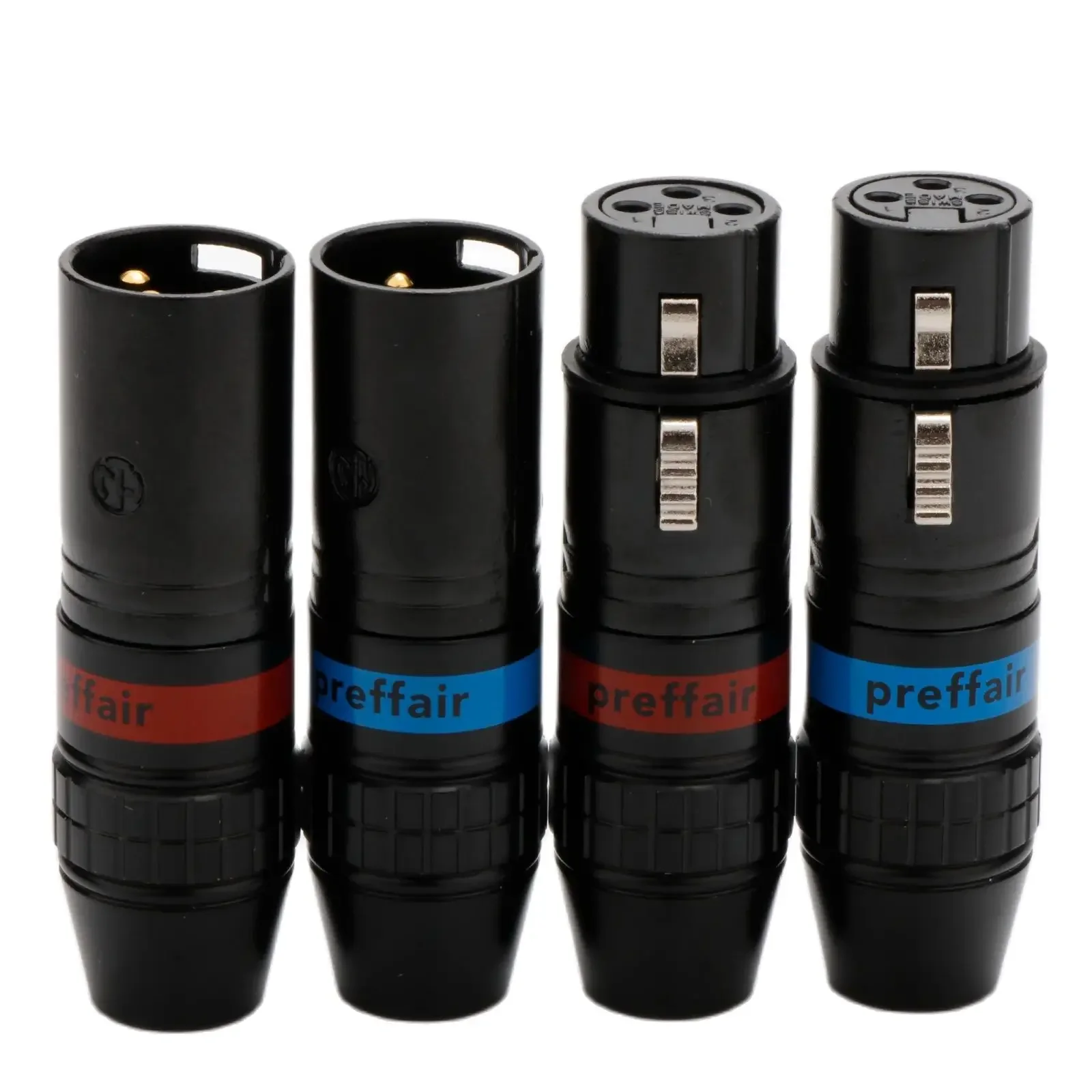 Preffair 4PCS XLR Plug Adapter 3 Pin HiFi XLR Male to Female Jack Microphone Cables Plug Audio Socket Audio Connector Adapter