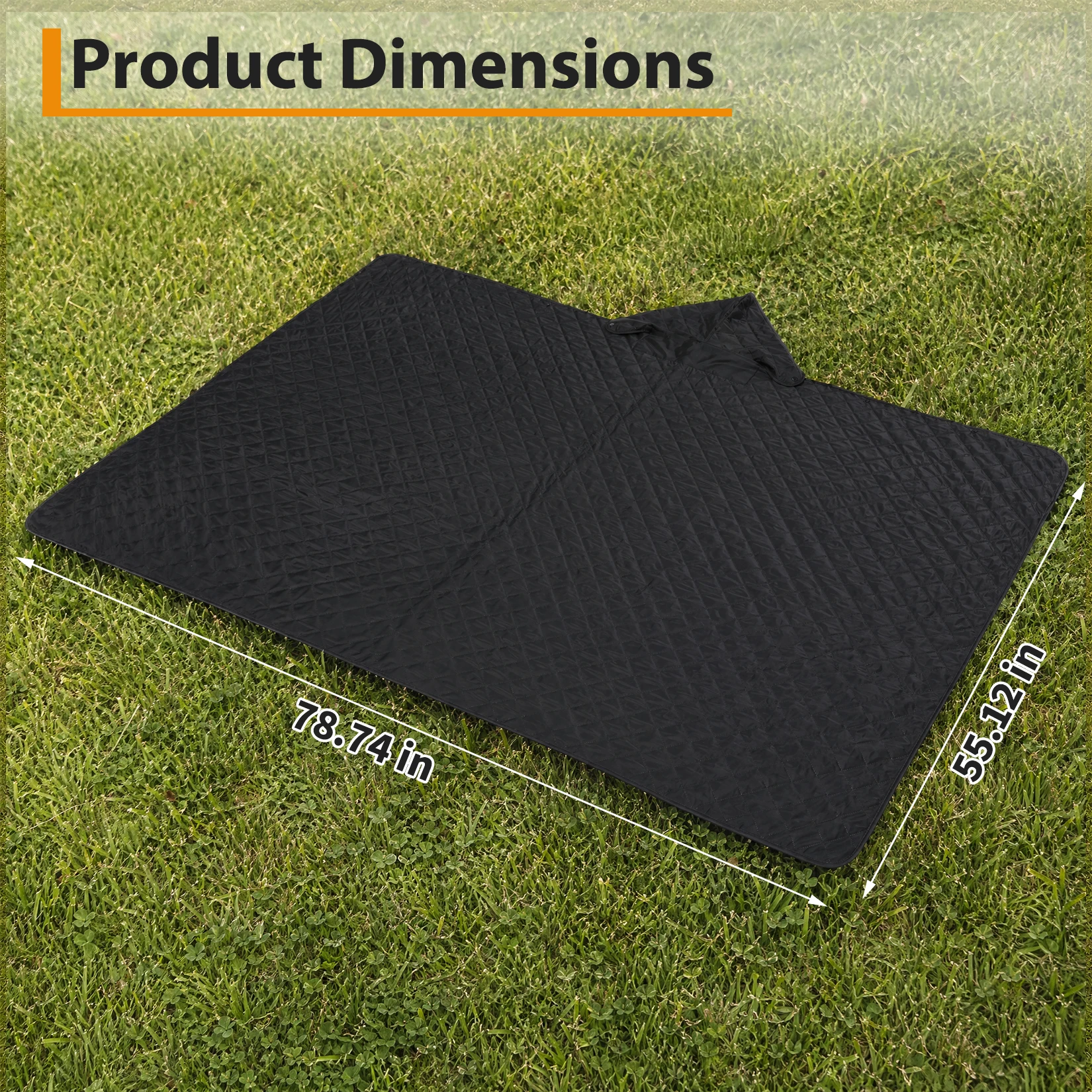 Waterproof Hooded Camping & Picnic Blanket, 210T Polyester Fleece ,Detachable Hood, Hidden Pocket, Windproof, Washable, Portable with Shoulder Strap, Outdoor Sleeping Mat for Hiking