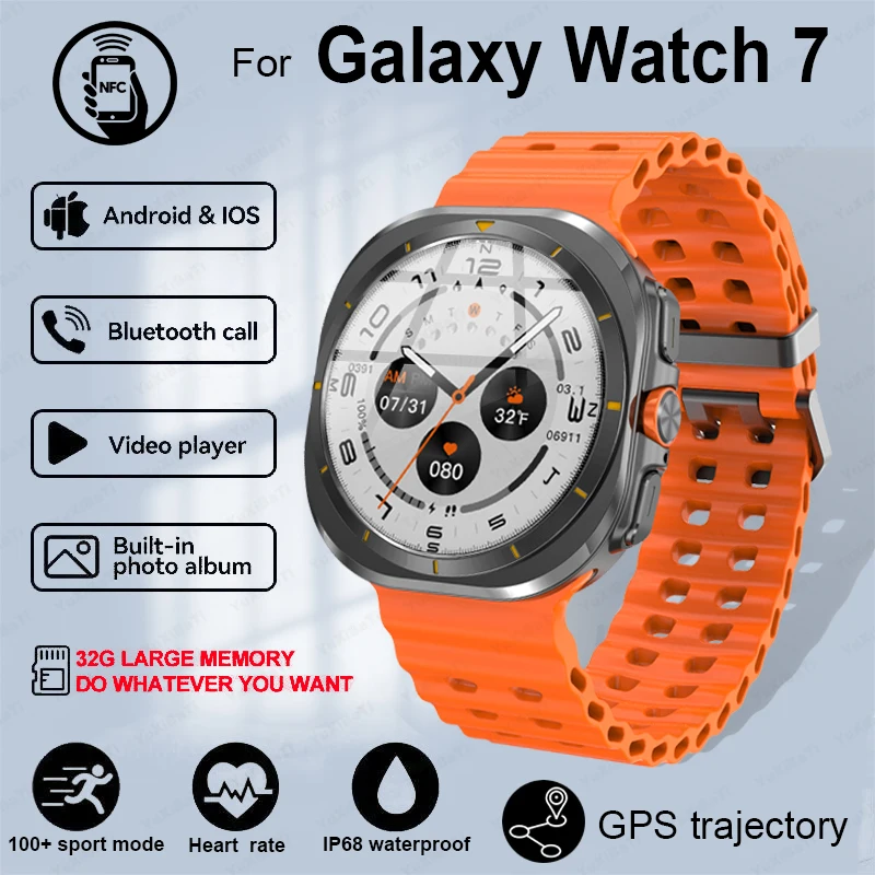 New Galaxy Watch 7 Ultra Smart Bracelet Men 32GB Memory GPS Trackr NFC HD Sapphire Screen Bluetooth call Smartwatchs For Samsung