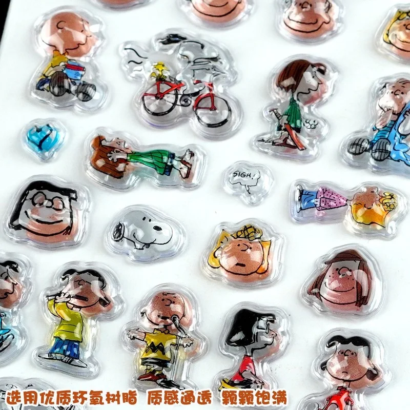 1/4개 일본 스누피 3D 입체 크리스탈 스티커 귀여운 DIY 휴대폰 장식 스티커 학생 핸드 어카운트 문구 선물