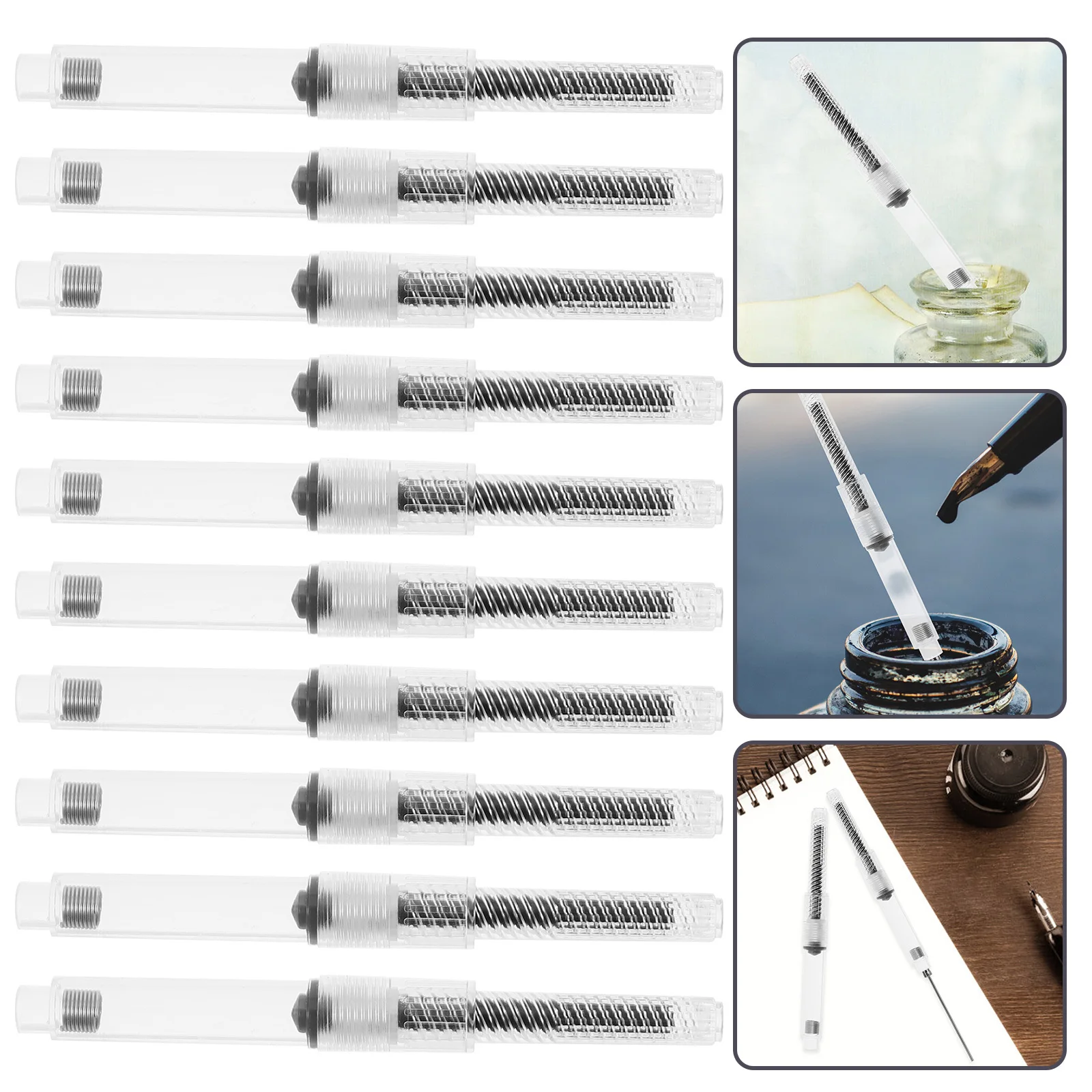 10 قطعة قلم حبر للكتابة ممتص حشو أقلام سوداء ملحقات نافورة عبوة