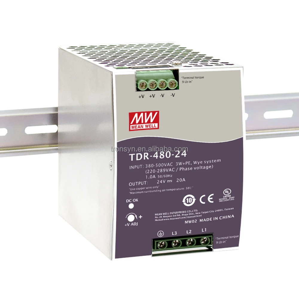 

Meanwell Authorization TDR-480-24 480W 24V Slim Industrial With PFC Function 3 Years Warranty 3 Three Phase Transformer Ferrite