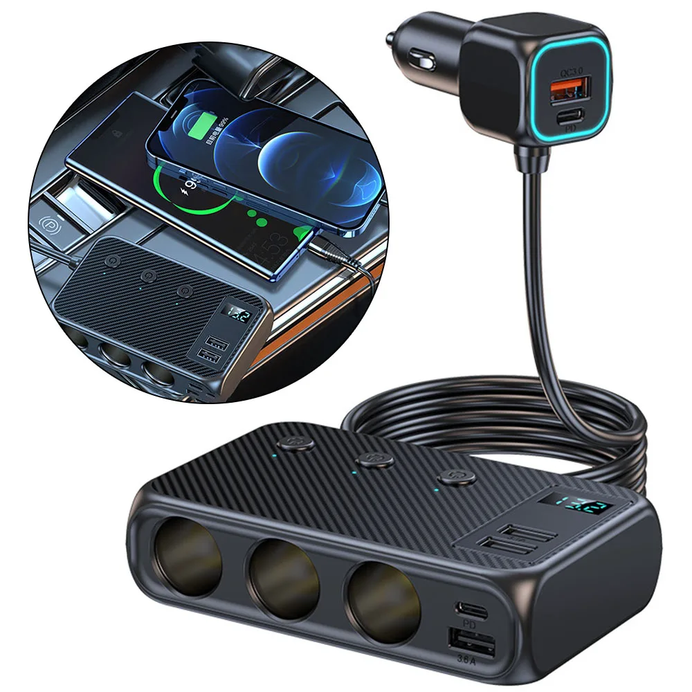 Cigarette Lighter 3.0 Car Charger Adapter 12V 24V 4 Port USB Charging Socket 171W Quick Charge For Phone IPad Splitter