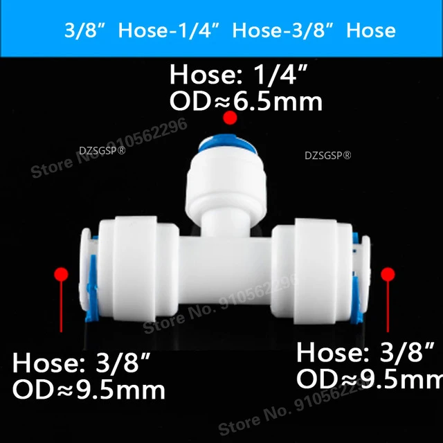 RO Water  Hose Connection Straight Elbow Tee Cross 1/4\