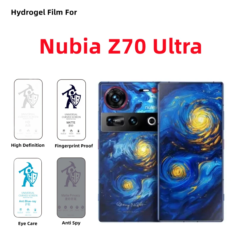

2pcs HD Hydrogel Film For Nubia Z70 Ultra Matte Screen Protector For Nubia Z70 Ultra Privacy Matte Eye Care Full Cover Protect