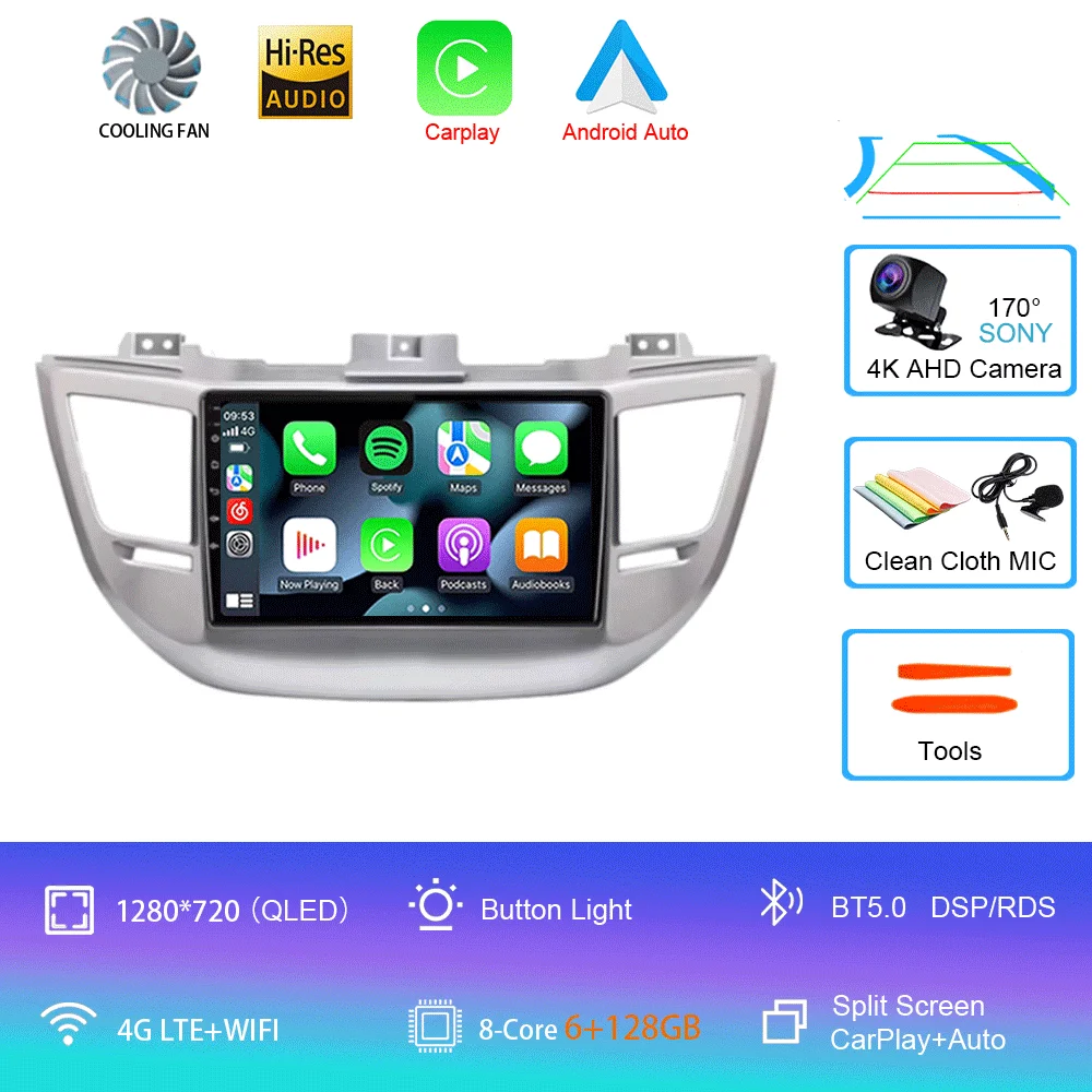 Android 16 autoradio Carplay voor Hyundai Tucson IX35 3 2015 2016 2017 2018 2Din multimediaspeler navigatie GPS head unit