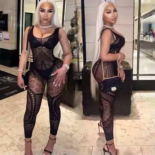 Women Lingeries Leopard Vintage Fashion Lace Up Suits Black Sexy Slim Bodysuits Jumpsuit Streetwear Long Sleeve Backless Bodycon - Image 7
