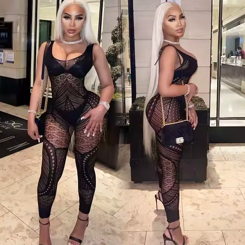 Women Lingeries Leopard Vintage Fashion Lace Up Suits Black Sexy Slim Bodysuits Jumpsuit Streetwear Long Sleeve Backless Bodycon - Image 7