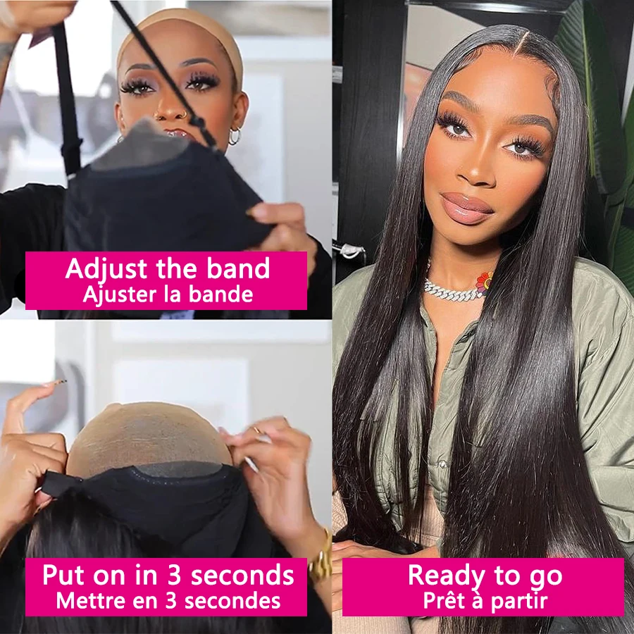 Glueless Human Hair Pre-Plucked Wig,4x4 Straight Transparent Lace Wig,Glueless Wig Human Hair Ready To Wear,Glueless Pre-plucked Human Wigs Ready To