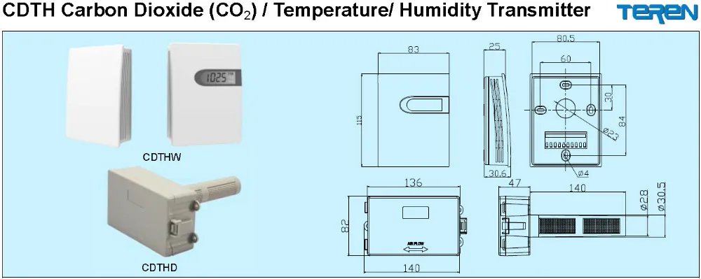 3 ใน 1 คาร์บอนไดออกไซด์ CO2 และเครื่องส่งสัญญาณเซ็นเซอร์อุณหภูมิและความชื้น