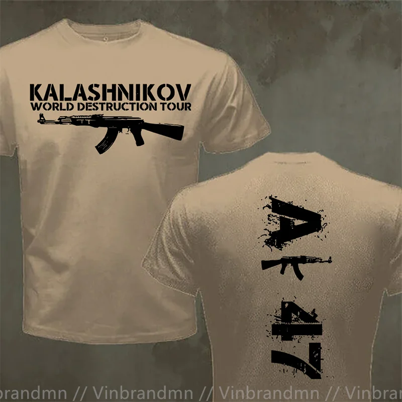 Man T-shirt Cotton Tee Shirt Brand Tops AK-47 KALASH Kalashnikov Cool Weapon T-shirt Black Man Summer T Shirt 4XL 5XL 6XL tshirt