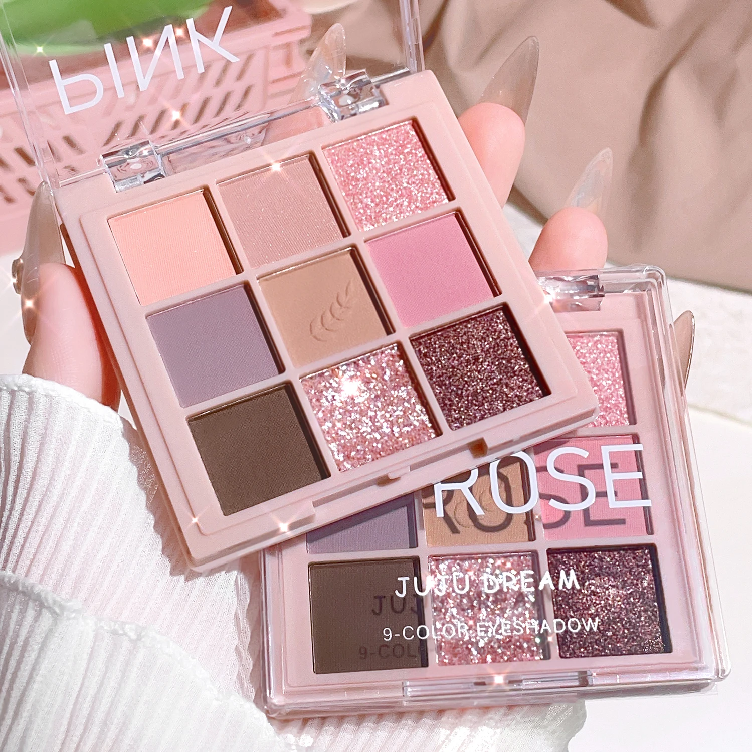 Nine-color eye shadow plate, daily pearl matte earth color, Jiugong grid eye shadow, high-quality, pure style image 5