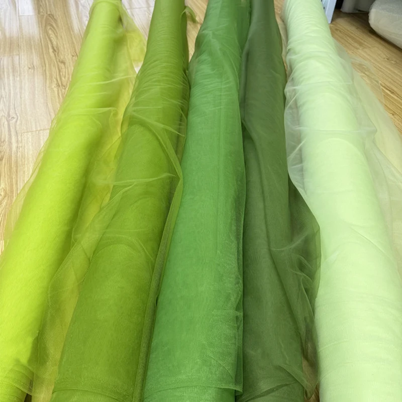 Avocado Sage Green Soft Tulle Fabrics Decoration Curtain Clothing  Mesh Gauze Layout Chair Back Yarn Encryption Wedding DIY