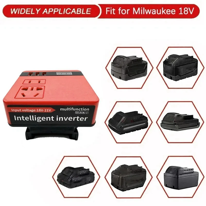 【HOT】 Przetwornica napięcia do akumulatora Milwaukee 18 V Przenośny generator fal sinusoidalnych do ładowania na zewnątrz