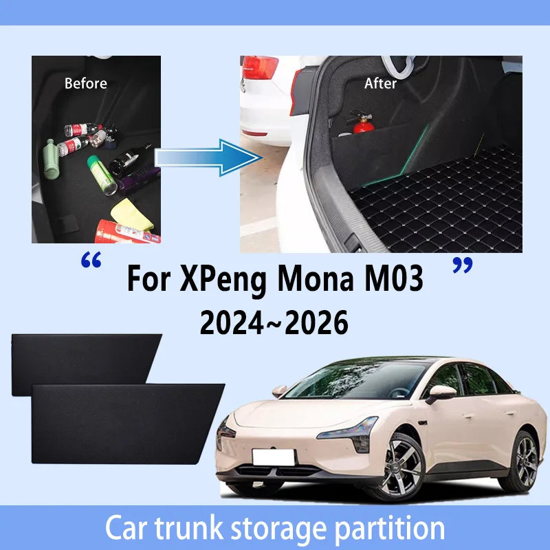 

Car Accessories For XPeng Mona M03 2024~2026 2025 24 Trunk Storage Partition Multifunction Storage Auto Interior Parts Organizer